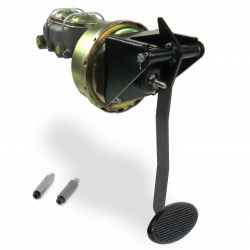 Universal 8” Power Brake Pedal Kit XT Firewall Disc/Disc Large Chrome Oval Pad - Part Number: HEXPKA781AC