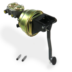 Universal 8” Dual Power Brake Pedal Kit RT Under Dash Disc/Disc 3" Chrome Pad - Part Number: HEXPKA7827F