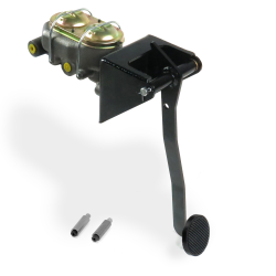 Universal Manual Brake Pedal Kit VT Under Dash Disc/Drum 3" Black Billet Pad - Part Number: HEXPKA78290