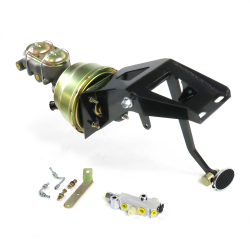 53-56 Ford Truck 8” Dual PWR Brake Pedal Kit XT ADJ Disc/Disc Small Chrome Oval - Part Number: HEXPKA791B9