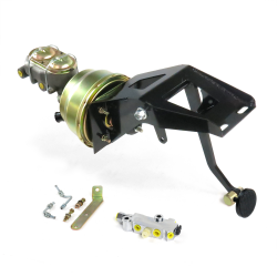 1953-56 Ford Truck 8” Dual PWR Brake Pedal Kit VT ADJ Disc/Disc 3" Black Billet - Part Number: HEXPKA791BB