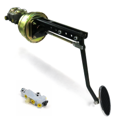 Universal 8” Dual Power Brake Pedal Kit XT ADJ Disc/Drum Large Chrome Oval Pad - Part Number: HEXPKA78E78