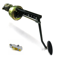 Universal 8” Dual Power Brake Pedal Kit XT ADJ Disc/Disc Large Chrome Oval Pad - Part Number: HEXPKA78E7F