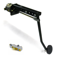 Universal Manual Brake Pedal Kit VT Adjustable Disc/Disc 3" Black Billet Pad - Part Number: HEXPKA78EAA