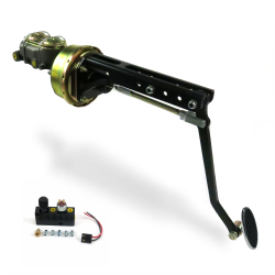 Universal Adjustable 9” Power Brake Pedal Kit VT Disc/Disc Small Chrome Oval Pad - Part Number: HEXPKA78F18