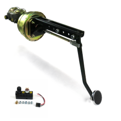 Universal Adjustable 8” Dual Power Brake Pedal Kit RT Disc/Disc 3" Chrome Pad - Part Number: HEXPKA78EFB