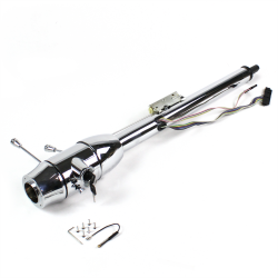 32 Chrome Keyed Steering Column ~ Floor Shift with 6 Hole Wheel Adapter - Part Number: HEX7AD30
