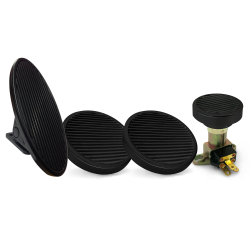 Oval Floor Mount Gas Pedal, Round Brake/Clutch/Dimmer Pad ~  Black Billet - Part Number: ASC7AD5F