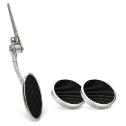 Oval Firewall Mount Gas Pedal, Round Brake & Clutch Pad ~  Chromed Billet - Part Number: ASC7AD6E