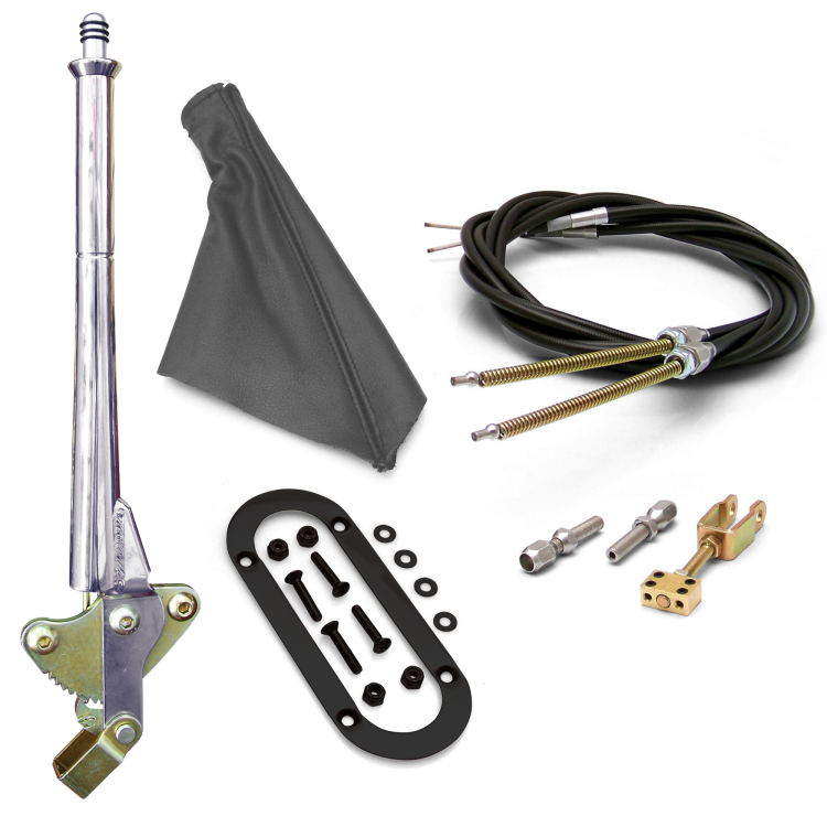11” Trans Mnt Emergency Hand Brake ~ Grey Boot, Black Ring and