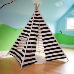 Black and White Striped Kids Teepee Tent Playhouse - Part Number: VPATP02
