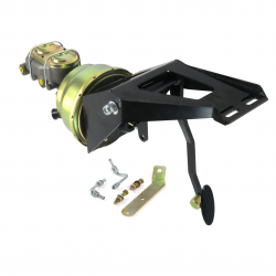 1955-59 Chevy Truck 8” Dual Power Brake Pedal Kit VT Drum/Drum Small Black Oval - Part Number: HEXPKA79011