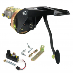 1955-1959 Chevy Truck 9” Power Brake Pedal Kit VT ADJ Disc/Disc Small Black Oval - Part Number: HEXPKA7908F