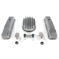 SBC 12” Deep Oval/Tall Finned Engine Dress Up kit~w/ Breathers (PCV) - Part Number: VPA7AC3E