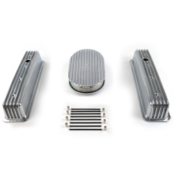 SBC 15” Full Oval/Tall Center bolt Finned Engine Dress Up kit~Holes No Breathers - Part Number: VPA7AC48