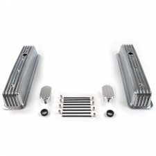 Vintage Center Bolt Finned Valve Covers w/ Breathers (No PCV)~Small Block Chevy - Part Number: VPA7AC07