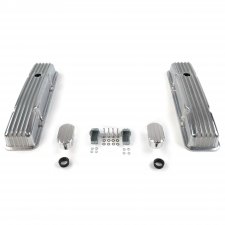 Vintage Short Finned Valve Covers w/ Breathers (No PCV)~Small Block Chevy - Part Number: VPA7AC0A