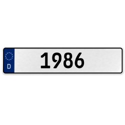 1986 Year  - White Aluminum Street Sign Mancave Euro Plate Name Door Sign Wall - Part Number: VPAX10E