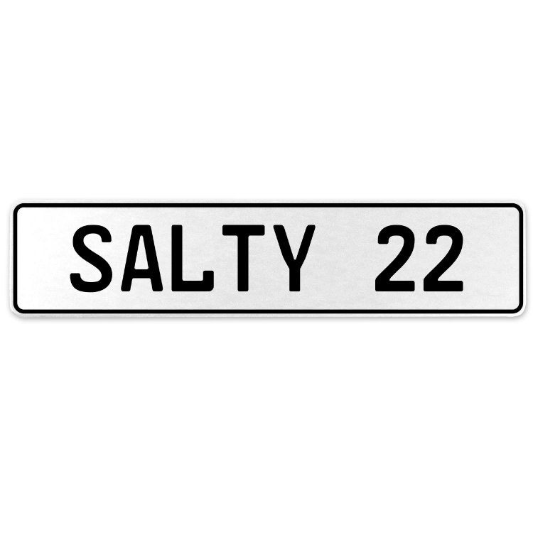 Vintage Parts 556698 Salty 22 White Stamped Aluminum European License Plate 