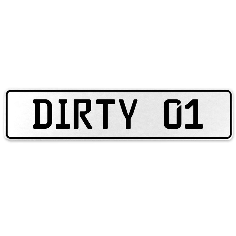 Vintage Parts 557073 Dirty 01 White Stamped Aluminum European License Plate