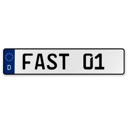 FAST 01  - White Aluminum Street Sign Mancave Euro Plate Name Door Sign Wall - Part Number: VPAX34EC