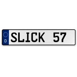 SLICK 57  - White Aluminum Street Sign Mancave Euro Plate Name Door Sign Wall - Part Number: VPAX383C