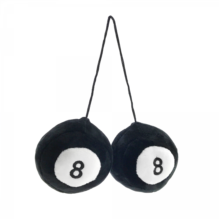 Two Fuzzy Dice Hanging Rear View Stock Photo 254474161