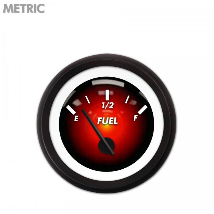 Fuel level Gauge - Pulsar Red, Black Modern Needles, Black Trim Rings ...