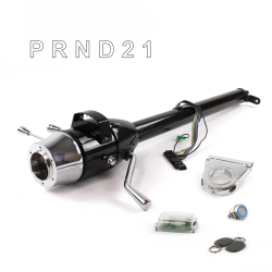 Tilt Column Black - Column Shift 3SPD 3.5" Drop 6 Hole Push Button BL w/ RFID - Part Number: HEXCB1XBS0356PBL1