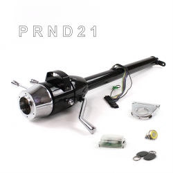 Tilt Column Black - Column Shift 3SPD 2.5" Drop 6 Hole Push Button YL w/ RFID - Part Number: HEXCB1XBS0256PYL1