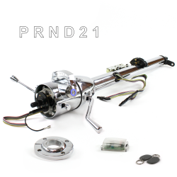 Keyed Tilt Column Chrome - Column Shift 3SPD FLR MNT Push Button BL w/ RFID - Part Number: HEXCC1KCS1XXPBL1