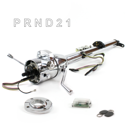 Keyed Tilt Column Chrome - Column Shift 3SPD FLR MNT Push Button WH w/ RFID - Part Number: HEXCC1KCS1XXPWH1