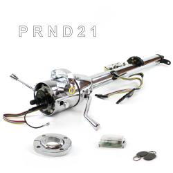 Keyed Tilt Column Chrome - Column Shift 3SPD FLR MNT Push Button YL w/ RFID - Part Number: HEXCC1KCS1XXPYL1