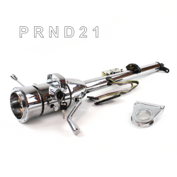 Keyed Tilt Column Chrome - Column Shift 3SPD 3.5" Drop 9 Hole  - Part Number: HEXCC1KCS0359X0