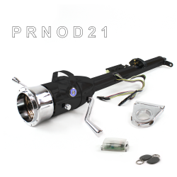 Keyed Tilt Column Black - Column Shift O/D 3.5" Drop 9 Hole Push Button BL w/ RFID - Part Number: HEXCB1KBO0359PBL1