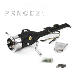 Keyed Tilt Column Black - Column Shift O/D 3.5" Drop 9 Hole Push Button YL w/ RFID - Part Number: HEXCB1KBO0359PYL1