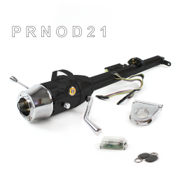 Keyed Tilt Column Black - Column Shift O/D 3.5" Drop 6 Hole Push Button OR w/ RFID - Part Number: HEXCB1KBO0356POR1