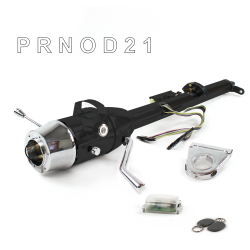 Keyed Tilt Column Black - Column Shift O/D 3.5" Drop 6 Hole Push Button WH w/ RFID - Part Number: HEXCB1KBO0356PWH1