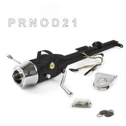 Keyed Tilt Column Black - Column Shift O/D 3.5" Drop 6 Hole Push Button YL w/ RFID - Part Number: HEXCB1KBO0356PYL1