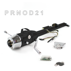 Keyed Tilt Column Black - Column Shift O/D 2.5" Drop 6 Hole Push Button WH w/ RFID - Part Number: HEXCB1KBO0256PWH1