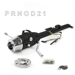 Keyed Tilt Column Black - Column Shift O/D FLR MNT 6 Hole Push Button WH w/ RFID - Part Number: HEXCB1KBO1X6PWH1