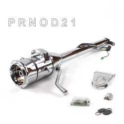 Tilt Column Chrome - Column Shift O/D 3.5" Drop 9 Hole Push Button WH w/ RFID - Part Number: HEXCC1XCO0359PWH1