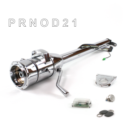 Tilt Column Chrome - Column Shift O/D 2.5" Drop 9 Hole Push Button WH w/ RFID - Part Number: HEXCC1XCO0259PWH1