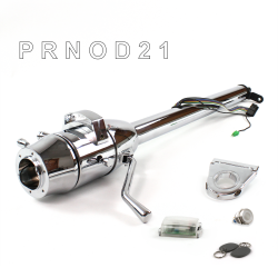 Tilt Column Chrome - Column Shift O/D 3.5" Drop 6 Hole Push Button WH w/ RFID - Part Number: HEXCC1XCO0356PWH1