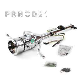 Keyed Tilt Column Chrome - Column Shift O/D 3.5" Drop 9 Hole Push Button GN w/ RFID - Part Number: HEXCC1KCO0359PGN1