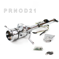 Keyed Tilt Column Chrome - Column Shift O/D 3.5" Drop 9 Hole Push Button WH w/ RFID - Part Number: HEXCC1KCO0359PWH1