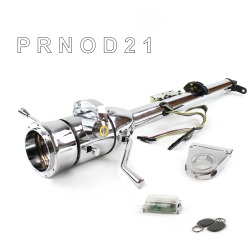 Keyed Tilt Column Chrome - Column Shift O/D 3.5" Drop 9 Hole Push Button YL w/ RFID - Part Number: HEXCC1KCO0359PYL1