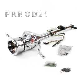 Keyed Tilt Column Chrome - Column Shift O/D 3.5" Drop 9 Hole Push Button RD w/ RFID - Part Number: HEXCC1KCO0359PRD1