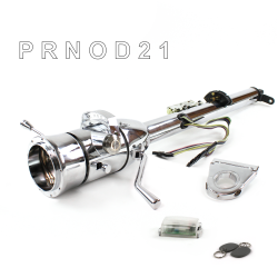 Keyed Tilt Column Chrome - Column Shift O/D 3.5" Drop 9 Hole Push Button w/ RFID - Part Number: HEXCC1KCO0359PXX1