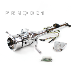 Keyed Tilt Column Chrome - Column Shift O/D 3.5" Drop 9 Hole Push Button WH  - Part Number: HEXCC1KCO0359PWH0